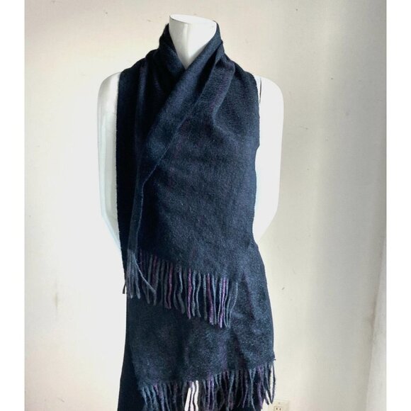 Fraas Cashmere Charcoal Grey Purple Stripe Men's Scarf - Picture 2 of 4